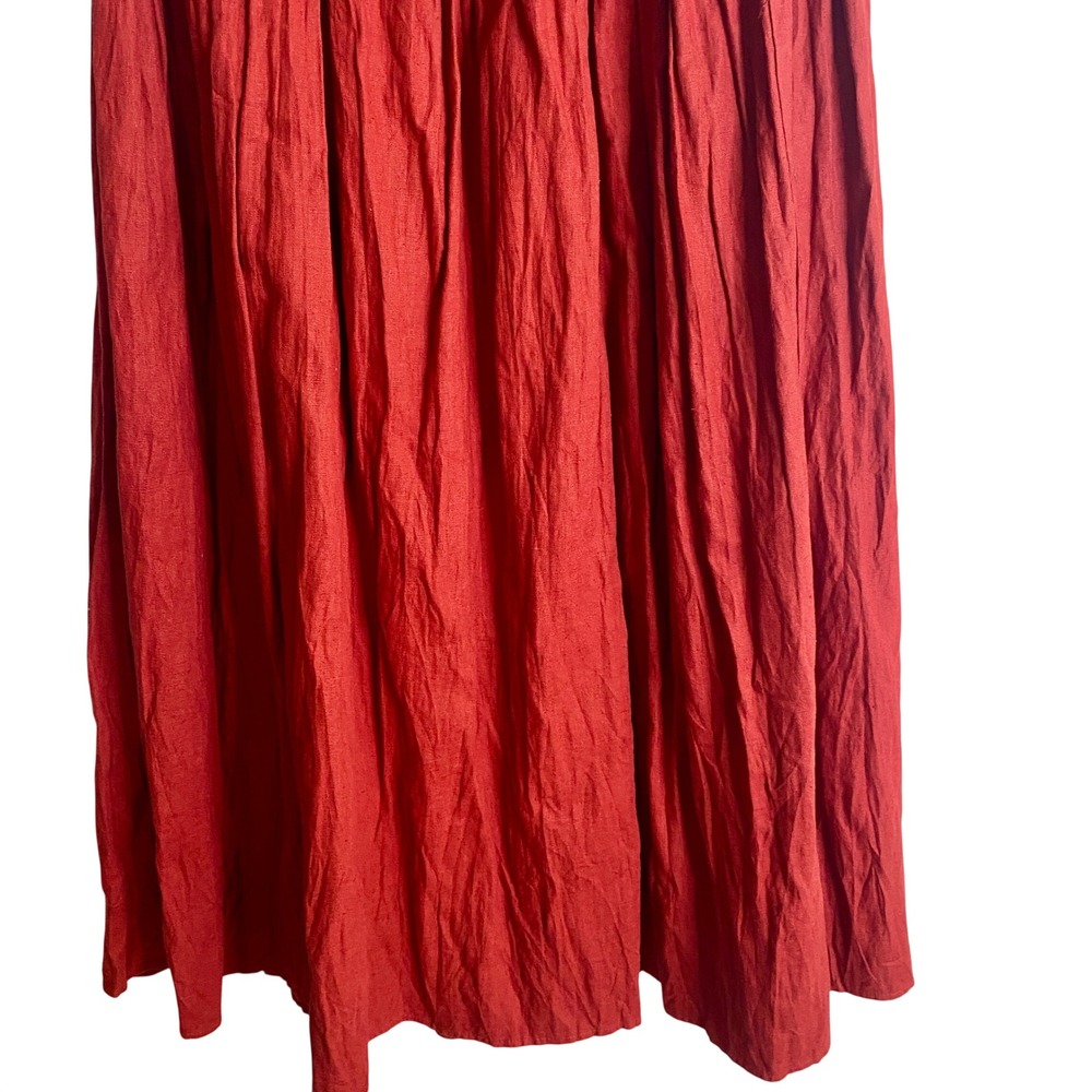 Vintage 90s Pine Cove Linen Blend Crinkle Broomstick Maxi Skirt Boho Cottage - Picture 4 of 6